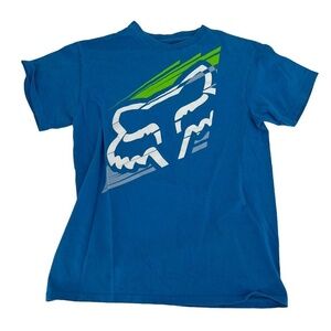 Vintage Y2K Fox Racing Shirt Mens Medium Blue Grunge Jesse Pinkman Cybergoth Emo